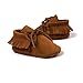 R&V Unisex Infant Baby Boys' Girls' Moccasins Soft Sole Tassels Prewalker Anti-Slip Toddler Shoes (S:0~6 months, Bandage Tan)