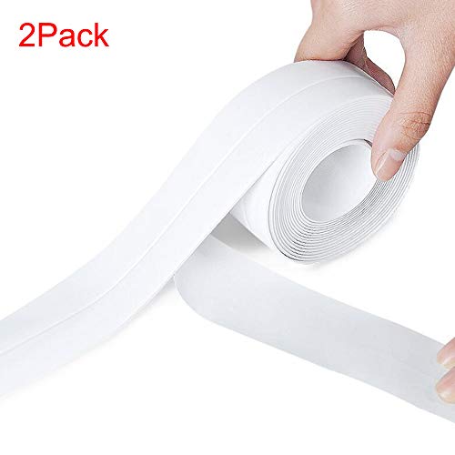 PVC Waterproof Sealing Tapes Pack of 2 Bathtub Caulk Strip Self Adhesive Waterproof Sealing Tape Edge Protector for Kitchen Countertop, Sink, Bathturb, Toilet, Gas Stove and Wall Coner