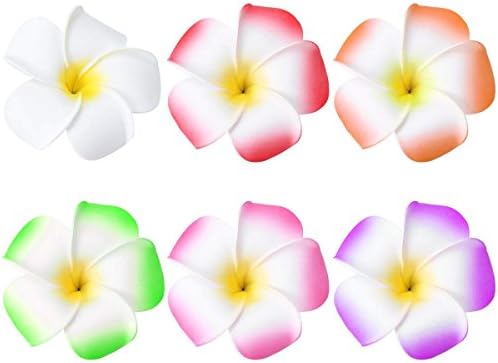 SALOCY Hawaiian Plumeria Flower Hair Clip Hair Accessory for Beach Party Decoration,3.5 Inch,Pack of 12