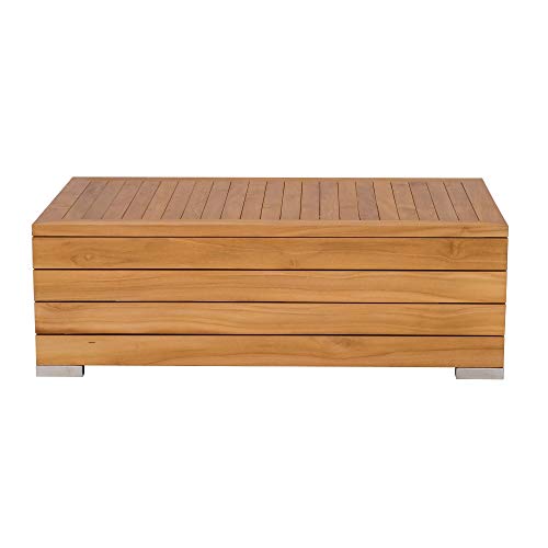 Teako Design Couchtisch Korsika Edelstahl -Teak unbehandeltes Massivholz Wetterfest robust Gartentisch robust – Bild 3