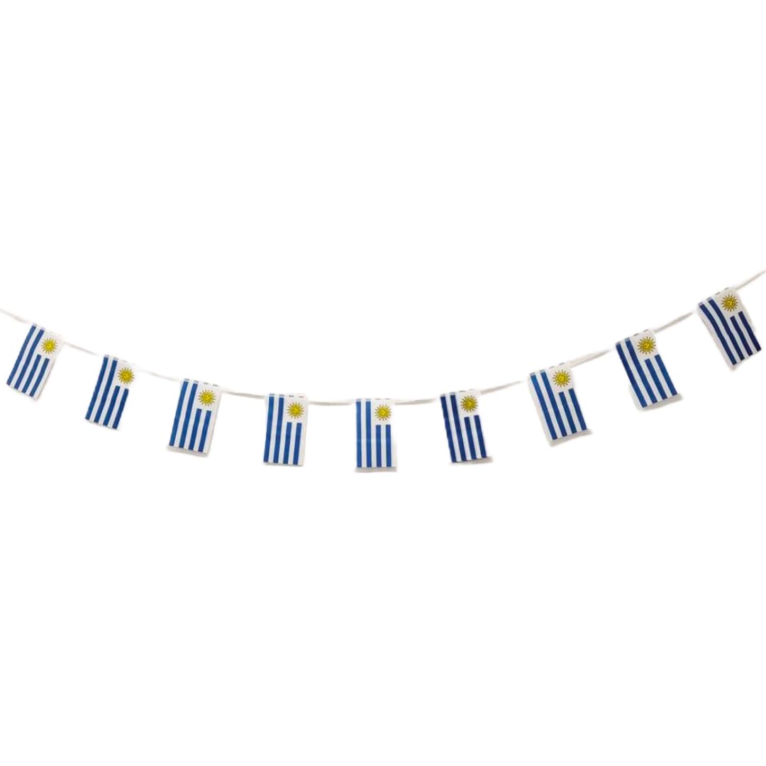 Uruguay Flag 40pcs Uruguay Flag Uruguay Garland 11.3m Uruguay Flag Flag Uruguay National Flag 14x21cm for Garden Bar Decorations (Uruguay)