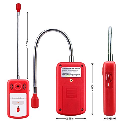Gas Leak Detector, Sungwoo Combustible Gas Detector, Natural Propane Methane Gas Leak Detector Sniffer with Audible & Visual Alarm Sensor Monitor for Home & Chemical Plant Safety (RED) - Thumbnail 5