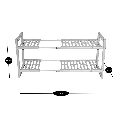 Smart Design 2Tier Under Sink Expandable Organizer w/ 6 Adjustable