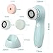 Facial Cleanser Brush, 3 in 1 Electric Rotating Facial Cleansing Brush USB Rechargeable Sonic Face Cleaners Scrubber SPA Skin Care Tool Beauty Instrument (Blue)