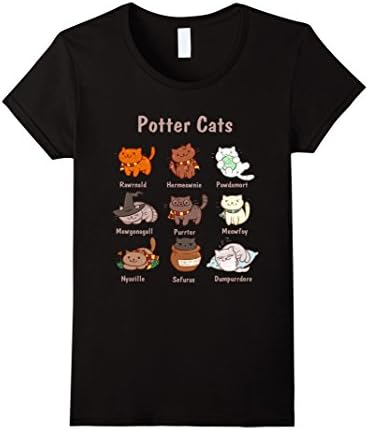 Womens Potter Cats t-shirt Large Black
