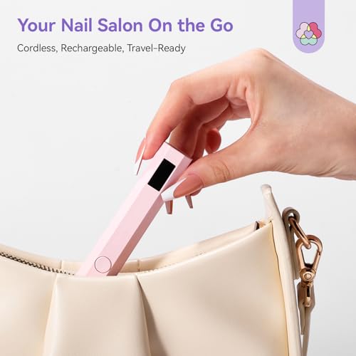 SAVILAND UV Nail Lamp, Flash Curing Nail Dryer with 2 Timers for Nail Art | LCD Display, Rechargeable Mini Gel Nail Lamp, Must‑Have for Nail Tech, Manicure & Pedicure Supplies, for Nail Salon Home Use
