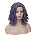 TopWigy Purple Gray Cosplay Wig Medium Length Curly Wave Colorful Synthetic Heat Resistant Hair Wigs Costume Party Anime Fun Bob Wigs for Women (Purple Gray 16