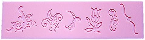 Longzand Molds HY1-167 DIY Cake Decorating Mold with Silicone Lace Mold Mat, Fondant Mold and Silicone Sugar Craft Molds, Pink