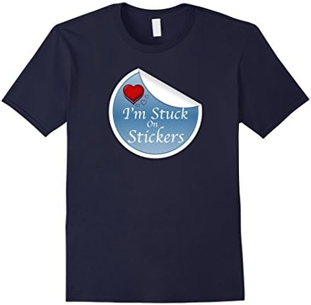 Men's Sticker Collector T Shirt "I'm Stuck On Stickers" Large Navy