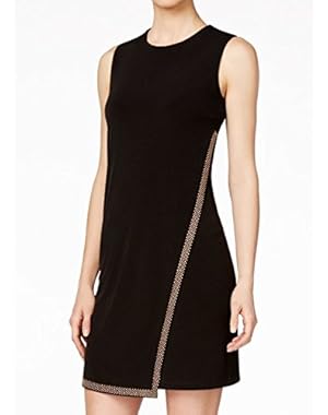 Calvin Klein Womens Embellished-Trim Sheath Dress Black 6