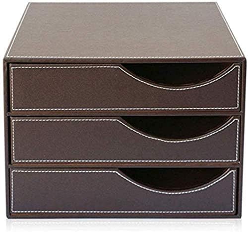 ファイルボックス収納ボックス オフィスデスクトップファイリングキャビネット3引き出しa4デスクトップレザーファイルの分類データストレージボックス33 5x25 5x23 5cmホームオフィス用家具 にじゅん0925 Color Brown Hotelstatt Se