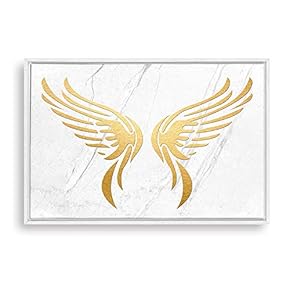 Framed Canvas Wall Art Golden Wings Canvas Prints Home Artwork Decoration for Living Room,Bedroom - 16x24 inches