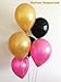 18th BIRTHDAY DECORATIONS - Perfect 18 Birthday Party Supplies | Giant 18 Balloon Number | Hot Pink Birthday Banner | Hot Pink,Gold, Black Tissue Paper Pom Pom and Balloons | 18th bday decor