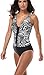 Attraco Womens Halter Neck One Piece Swimwear Floral High Cut Push Up Swimsuit