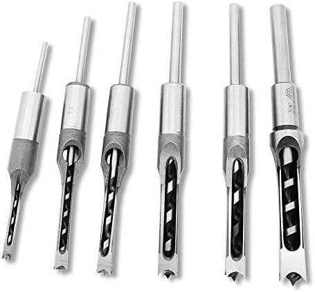 人気急上昇 6ピース高速度鋼木工角穴ほぞ穴ドリルビットセットノミドリルビット調整可能なモーチングノミ木工ツールギフト用大工道具