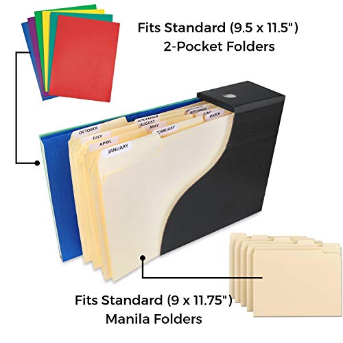 image for Magazine File Holders Book Organizer (Set of 12, Black), Folder Storag