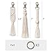 Mkono Mini Macrame Keychains Boho Bag Charms with Tassels Handcrafted Accessory for Car Key Holder, Purse, Phone Wallet,Valentine,s Day Party Supplies Gift, White, 3 Pack