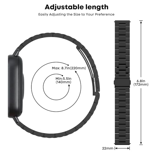 BDIG Metal Strap Compatible with Redmi Watch 5 Active/5 Lite, 22 mm Without Gap Replacement Strap for Redmi Watch 5 Active/5 Lite