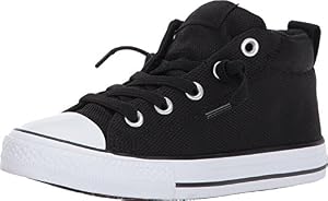 Image of Converse Kids Chuck Taylor All Star Street Basket Weave Mid (Little Kid/Big Kid) Boy's School Shoes (3 M US Little Kid) Black/Black/White