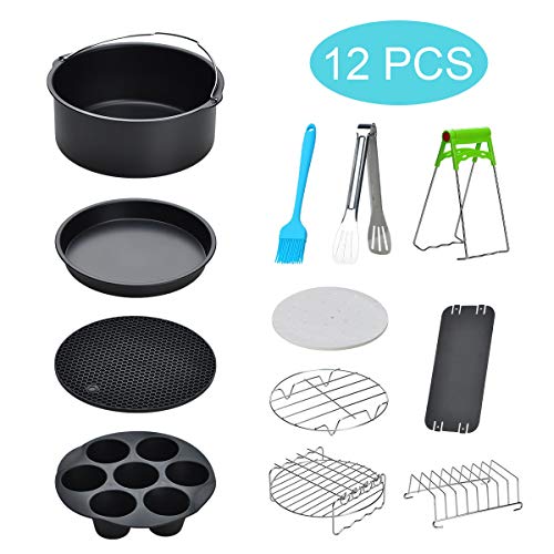 8 inch Air Fryer Accessories for Gowise USA Cozyna Airfryer XL 5.3QT - 5.8QT, Deluxe Deep Fryer Accessories Set of 8/12 (12)
