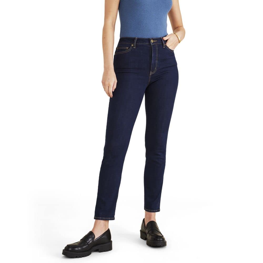Dockers Women’s Slim Fit High Rise Jean Cut Pants, Dark Indigo Stonewash (Denim), 33