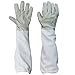 Zamango 1 Pair Goatskin Beekeeper Beekeeping Protective Gloves with Vented Long Sleeves White