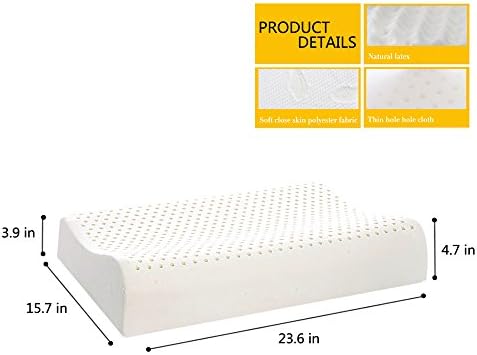 SERAPIS 100% Natural Latex Foam Ventilated Contour Pillow with Zipper Cover, Standard