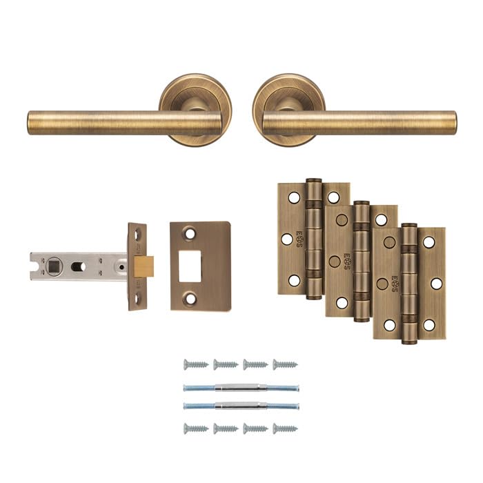 Carlisle Brass Faro Ulitmate Door Pack - Includes Pair of Handles, 3 Hinges and a 3" Latch in Antique Brass