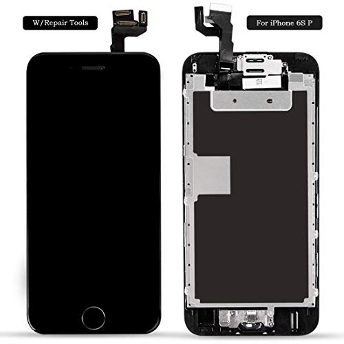FFtopu Compatible with iPhone 6s Plus Screen Replacement Blackï¼ŒLCD Display with 3D Touch Screen Digitizer Full Assembly+Home Botton+Front Camera+Earpiece+Free Screen Protector+Repair Tools Kit