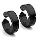 Zysta Pair Fake Hoop Earring Studs Mens Womens Black Stainless Steel Huggie 8mm Diameter Ear Lobe Helix Non-Piercing Clip On