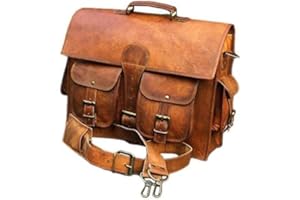 Genuine Leather Vintage Laptop Messenger Handmade Briefcase Bag For Men & Women Satchel 16 inch Brown By Vintage Couture