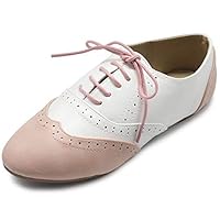 Ollio Women's Shoe Classic Lace Up Dress Low Flat Heel Oxford M1914(7.5  B(M) US, Pink-White) | Amazon price tracker / tracking, Amazon price  history charts, Amazon price watches, Amazon price drop alerts |