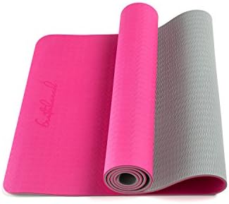Bestshared Non-Slip PVC-Free 72-Inch Thick 6mm Light Weight 2.4 lbs. Two Layer TPE Yoga Mat - Pink Grey