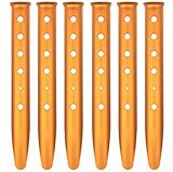 HJH Outdoor Products Pack of 6 Orange Color Aluminum Tent Stakes for Camping/Trip/Hiking/Backpacking or Other Outdoor Activities in Sand or Snow