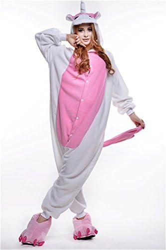 Xqmdress Unisex Sleepwear Cosplay Pajamas Costume Cartoon Onesie Pink Unicorn M