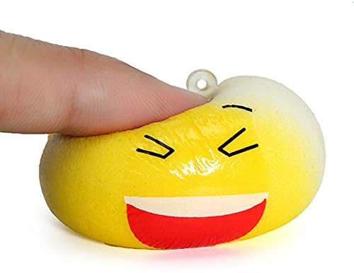 5PCS New Cute Funny Face Simulate Smashed Bean Bun Bread Squishy Toy Stress Reliever Phone Chain