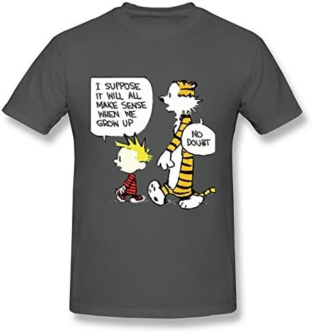 Edwina Erin Men's Calvin and Hobbes Tiger Heart Black T Shirt XXXX-Large