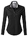 LE3NO Premium Womens Easy Care Long Sleeve Button Down Work Shirt