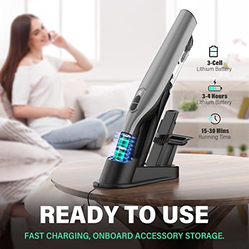 SOYUS Handheld Vacuum Cordless, Rechargeable Car Vacuum Cleaner with Powerful Suction, LED Light, Charging Dock, 1.4 lbs Lightweight Mini Car Vacuum for Car, Home and Pet