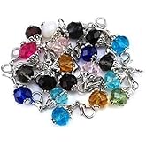 yueton 20pcs Assorted Color Crystal Dangle Charms Pendant with Lobster Clasp Jewelry Making Accessory Fit Floating Locket Charms Necklaces