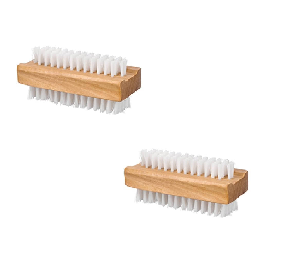 2 Pcs Double Sided Wooden Nail Cleaning Brush | To Clean Fingertips, Can Be Used on Fingernails And Toenails, Perfect For Manicure And Pedicure At Home