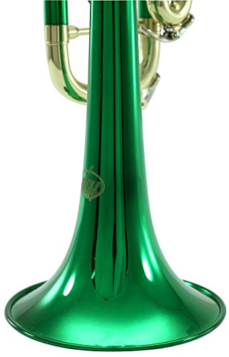 Sky Band Approved Green Lacquer Brass Bb Trumpet with Case, Cloth, Gloves and Valve Oil, Guarantee Top Quality Sound, Green