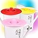 ME.FAN Silicone Cup Lids - Circle Cup Cover [5 Set] Anti-dust Airtight Seal Mug Cover - Hot Cup Lids/Spoon Holder - Silicone Drink Bowl Lids Bright Colors