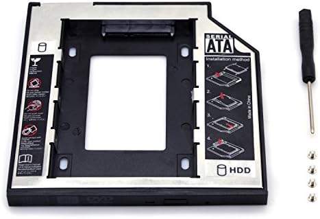 Hitechway ssd caddy tray, Hard Drive Enclosures 12.7mm SATA 2nd HDD HD Hard Drive Caddy Tray Adapter for Laptop CD / DVD Drive Slot (for 2.5 inches SATA I II III Dual Boot SSD and HDD)