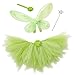 Butterfly Craze Fairy Princess Tutu Costume Set - Includes Glittery Sparkle Wings, Tutu Skirt, & Wand for Girls' Dress Up, Pretend Play & Ballet Dance Recitals, For Toddlers and Kids, Green, Medium