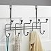 mDesign Decorative Metal Over Door 10 Hook Storage Organizer Rack - for Coats, Hoodies, Hats, Scarves, Purses, Leashes, Bath Towels, Robes, Men's and Women's Clothing - Black Chrome