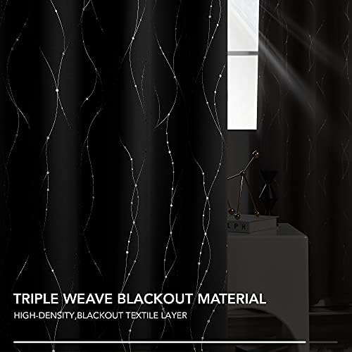 Cortina isolante opaca da sala termal com ilhós 2 peças 140 x 245 cm preto