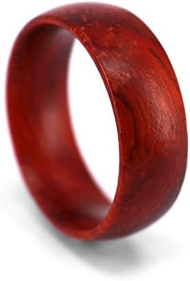 SOLEED Rings Wooden Wedding Band For Men and Women, 8mm Natural Ebony Wood Ring, Comfort Fit Design, Domed Top