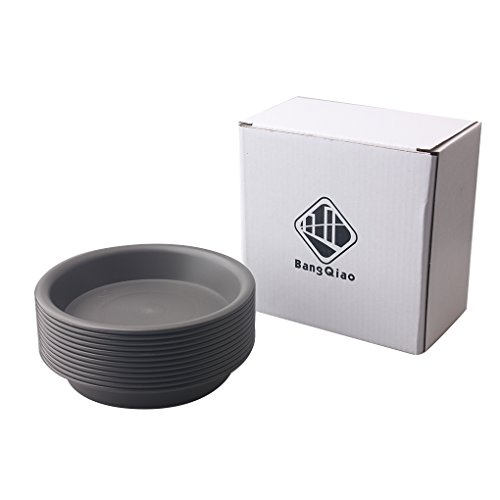 BangQiao 12 Pack 4.55 Inch Plastic Round Plant Pot Saucer Tray for Indoor and Outdoor Application, Gray