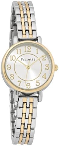 Ferretti Women's | Chic Small Two Tone Gold and Silver Watch with thin Metal Band | FT15001